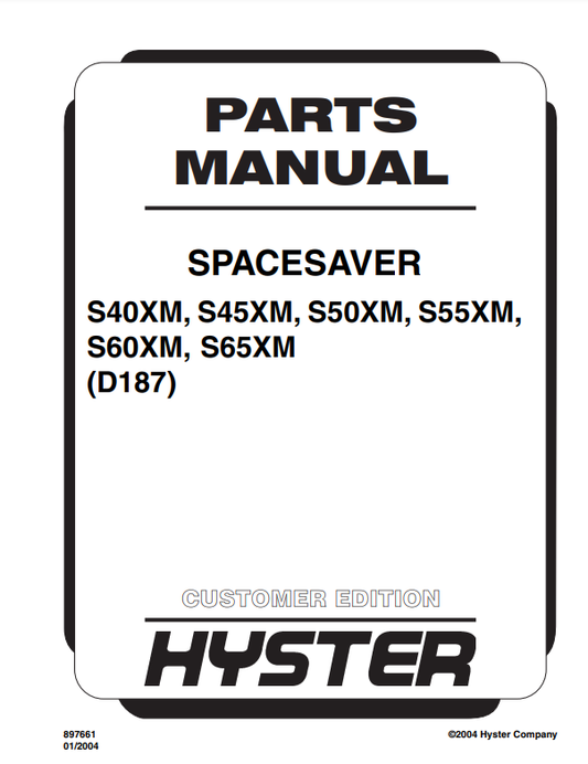 Manual de Partes Montacarga HysterS40XM, S45XM, S50XM, S55XM, S60XM, S65XM (D187)