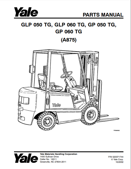 Manual de Partes Montacarga Yale A875 (GLP 050 TG, GLP 060 TG, GP 050 TG, GP 060 T)
