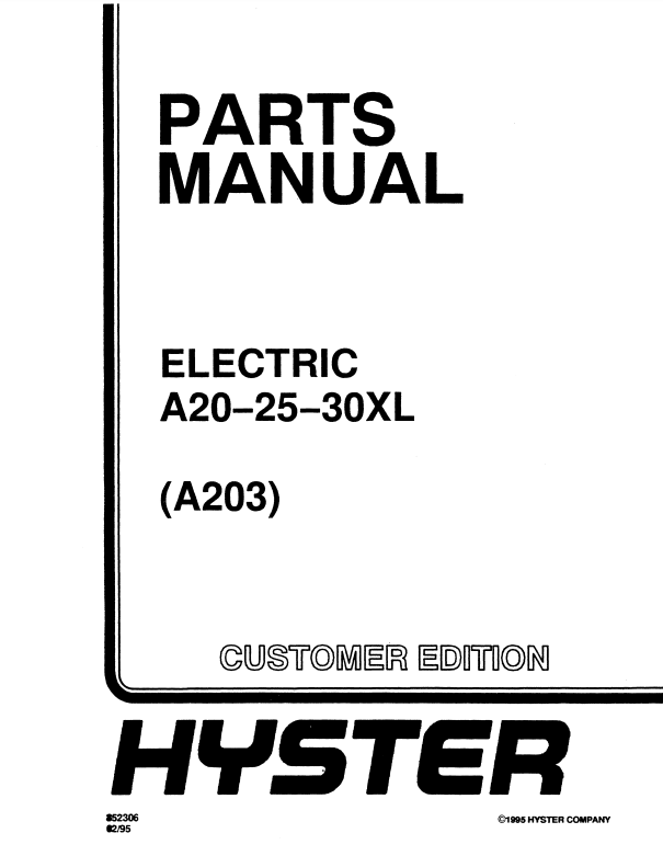 Manual de Partes Montacargas Hyster A20, A25, A30XL (A203)