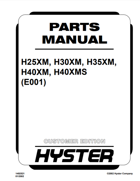 Manual de Partes Montacargas Hyster H300, H300HD. H360HD-EC (F019)