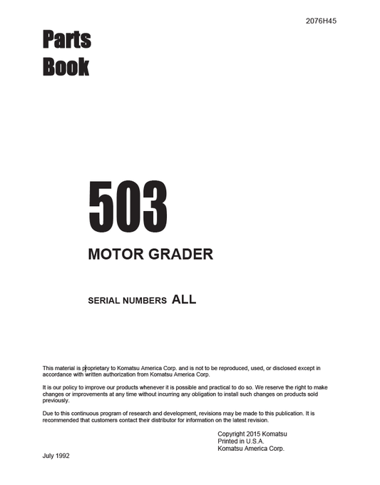 Manual de Partes Motoniveladora Galión 503