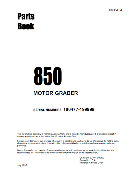 Manual de Partes Motoniveladora Galión 850