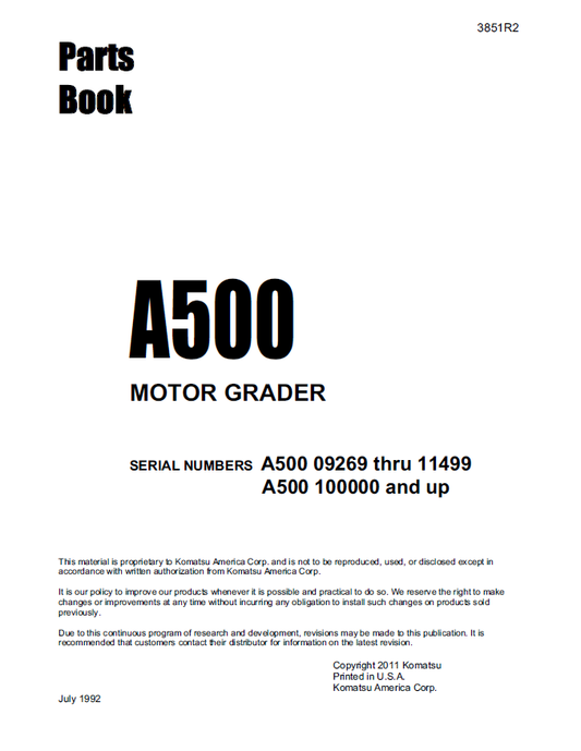 Manual de Partes Motoniveladora Galión A500
