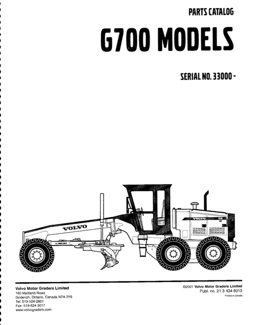 Manual de Partes Motoniveladora Volvo G700 Series