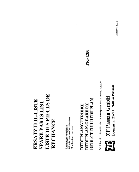 Manual de Partes Reductores ZF PK-4200 - 4108 042 001-010