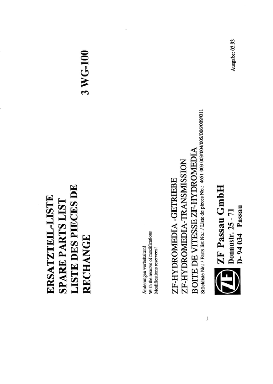 Manual de Partes Servotransmisión 3 WG-100 - 4651 003 003-004-005-006-009-011