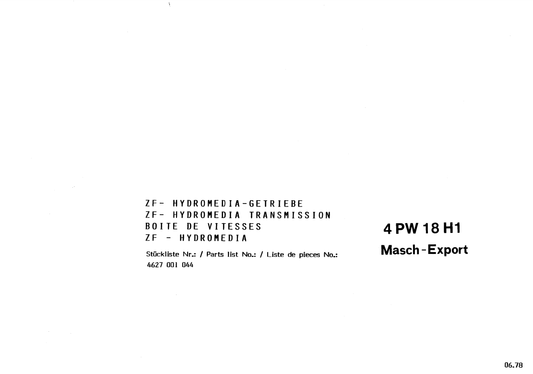 Manual de Partes Servotransmisión ZF 4 PW 18 H1 - 4627 001 044