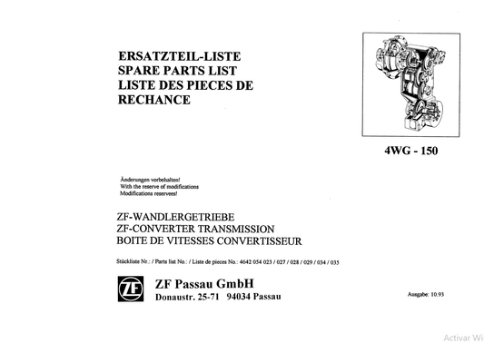 Manual de Partes Servotransmisión ZF 4WG - 150 - 4642 054 023-027-028-029-034-035