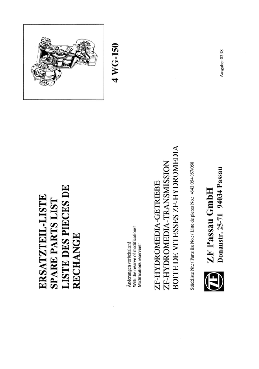 Manual de Partes Servotransmisión ZF 4 WG-150 - 4642 054 057-058