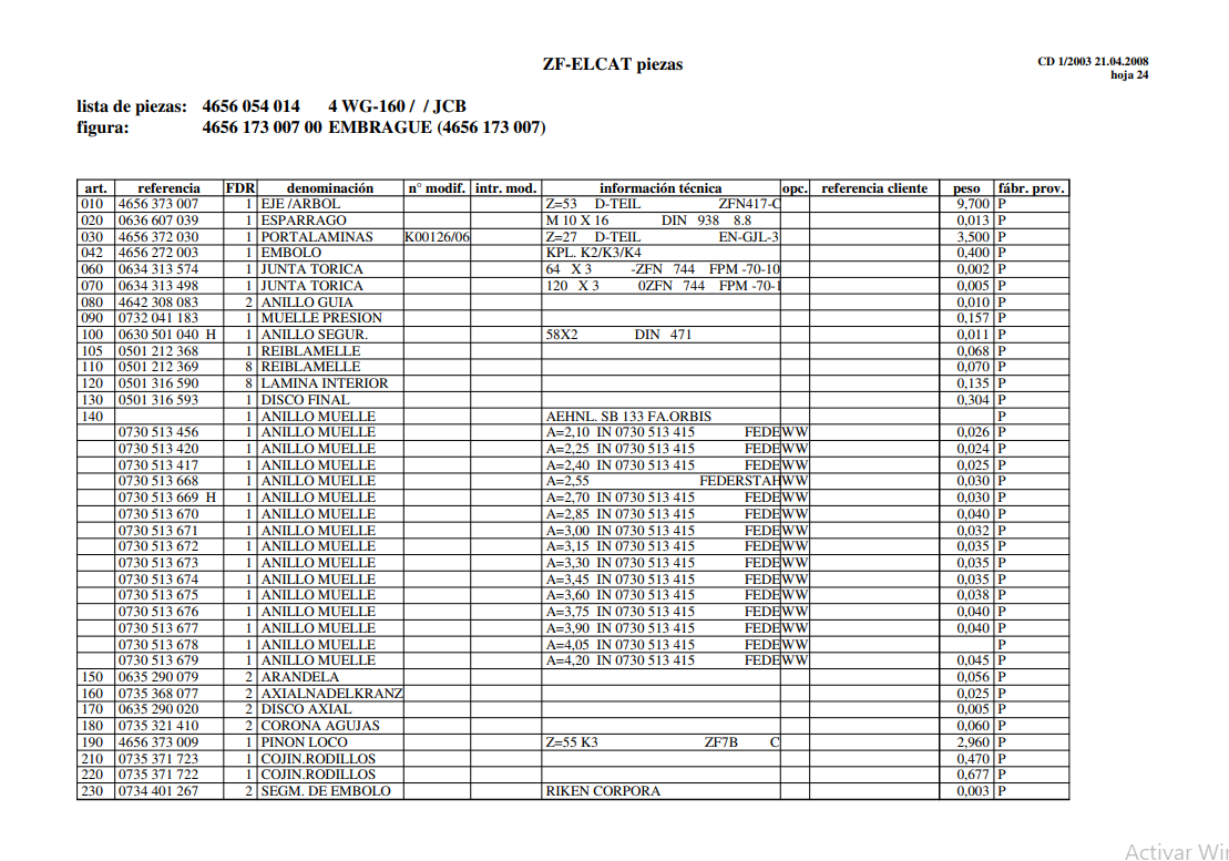 Manual de Partes Servotransmisión ZF 4 WG-160 - 4656 054 014