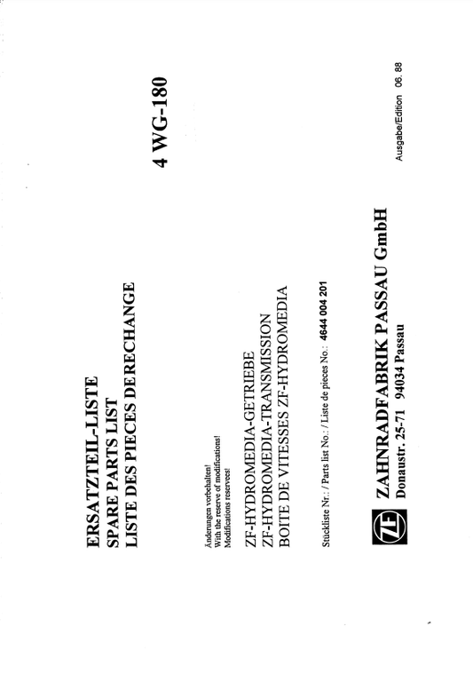 Manual de Partes Servotransmisión ZF 4 WG-180 - 4644 004 201