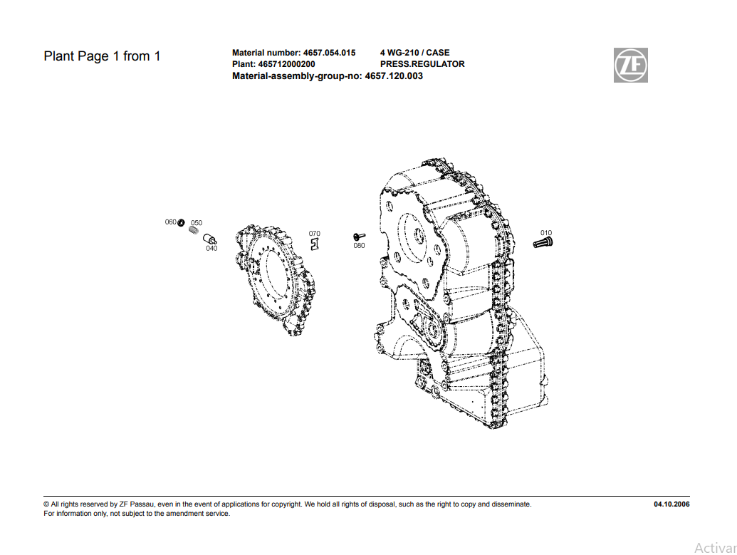 Manual de Partes Servotransmisión ZF 4 WG-210 - 4657.054.015
