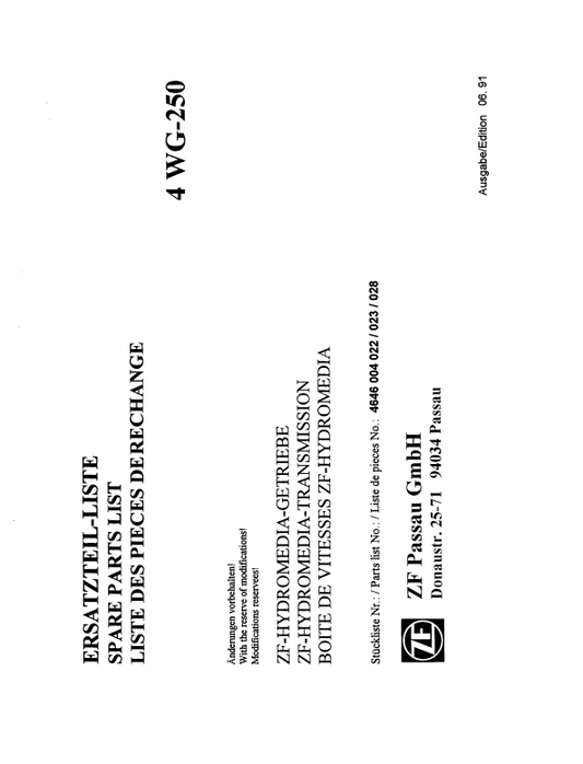 Manual de Partes Servotransmisión ZF 4 WG-250 - 4646 004 022-023-028