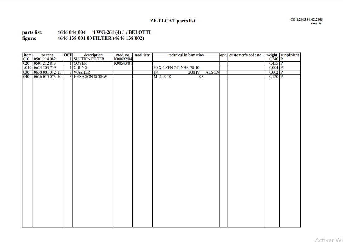 Manual de Partes Servotransmisión ZF 4 WG-261(4) - 4646 044 004
