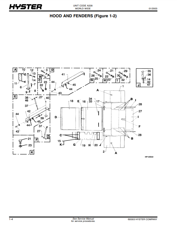 Manual de Partes Telehandler Hyster HR45-EC, HR48-EC (A228)