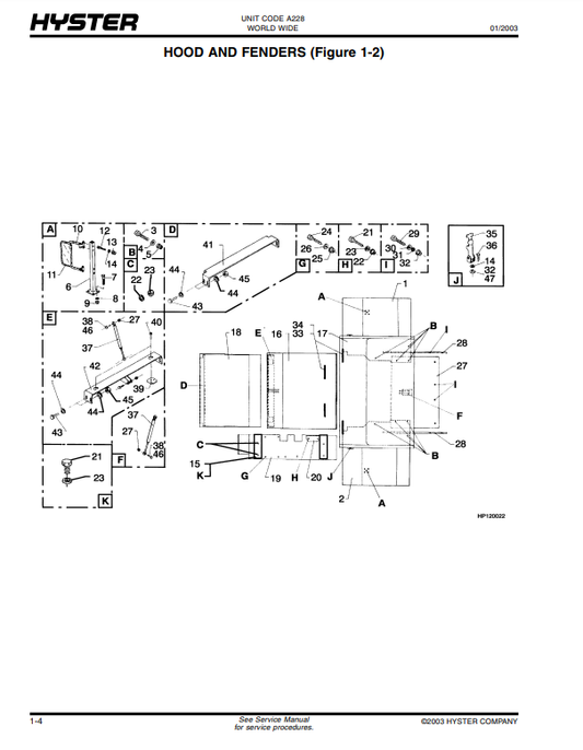 Manual de Partes Telehandler Hyster HR45-EC, HR48-EC (A228)