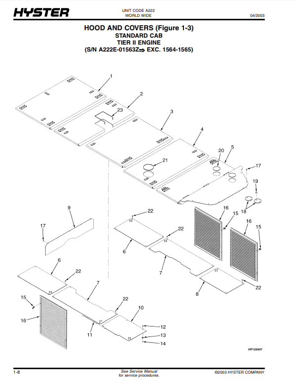 Manual de Partes Telehandler Hyster R45-27H, RS45-30CH, RS46-30IH, RS46-33CH, RS46-33IH, RS46-36CH