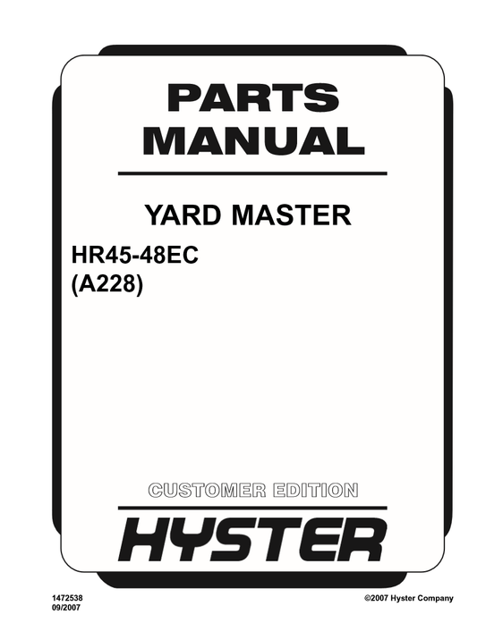 Manual de Partes Telehandler Hyuster HR45-48EC