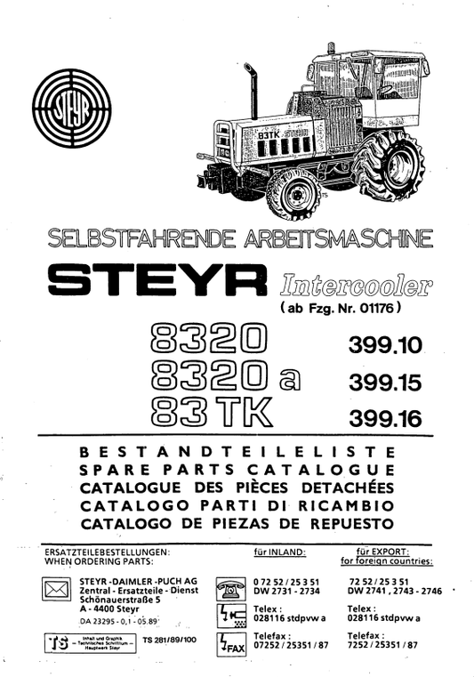 Manual de Partes Tractor Case - Steyer 8320, 8320a, 83TK