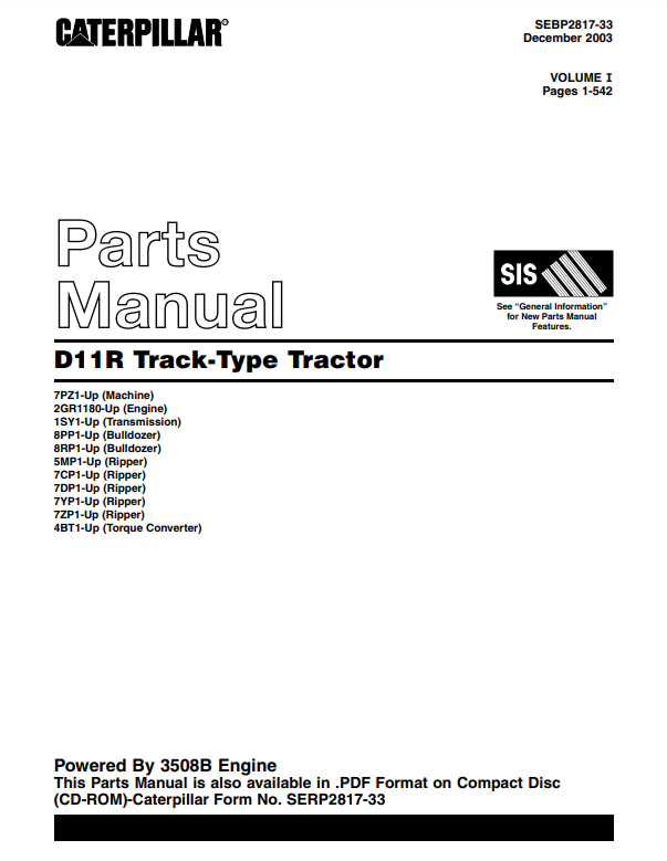 Manual de Partes Tractor de Orugas Caterpillar D11R