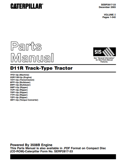 Manual de Partes Tractor de Orugas Caterpillar D11R