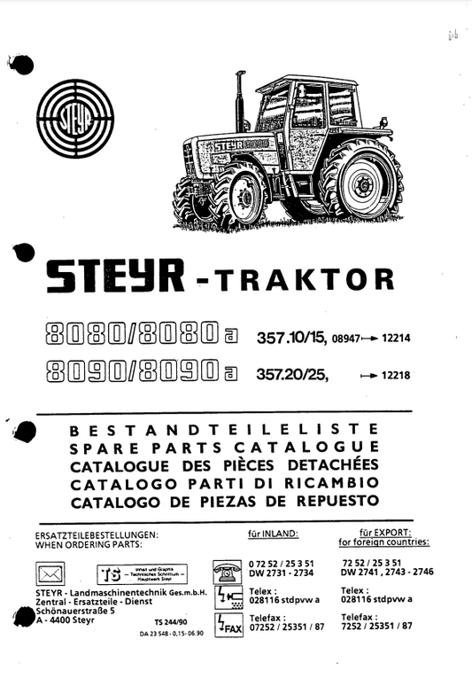 Manual de Partes Tractores Case - Steyer 8080, 8080a, 8090, 8090a