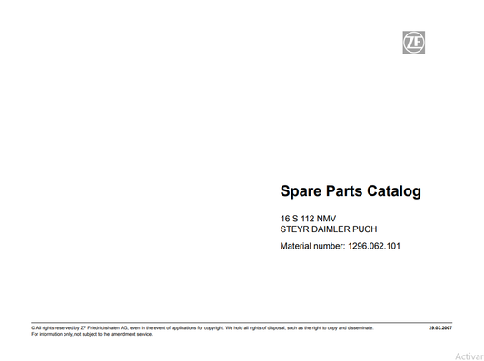 Manual de Partes Transmisión ZF 16 S 112 NMV STEYR DAIMLER PUCH - 1296.062.101