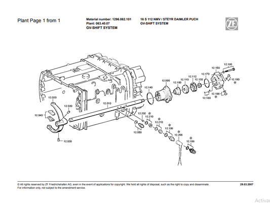 Manual de Partes Transmisión ZF 16 S 112 NMV STEYR DAIMLER PUCH - 1296.062.101