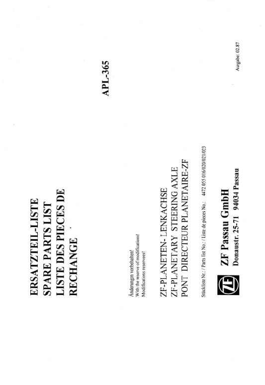 Manual de Partes Transmisión ZF APL 365 - 4472 055 016-020-021-023