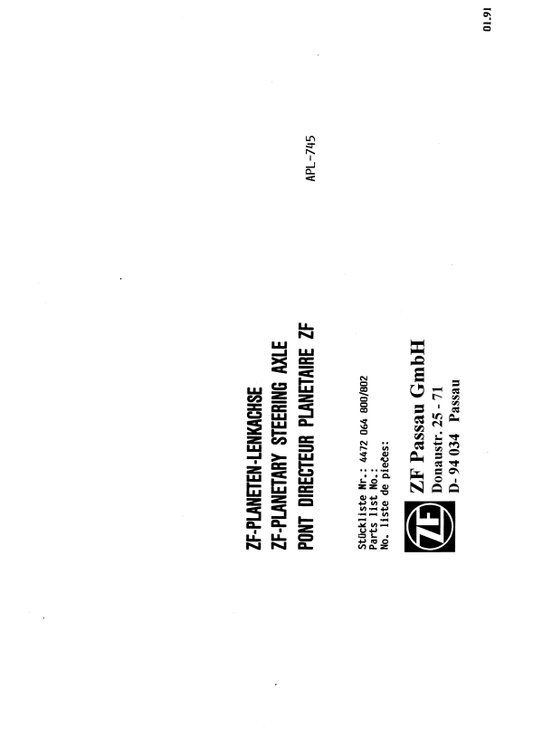 Manual de Partes Transmisión ZF APL 745- 4472, 064, 800, 802Transmisión ZF APL 745- 4472, 064, 800, 802