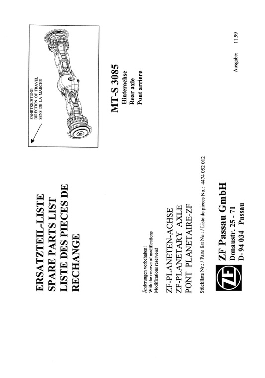 Manual de Partes Transmisión ZF MT-S 3085 - 4474 052 012