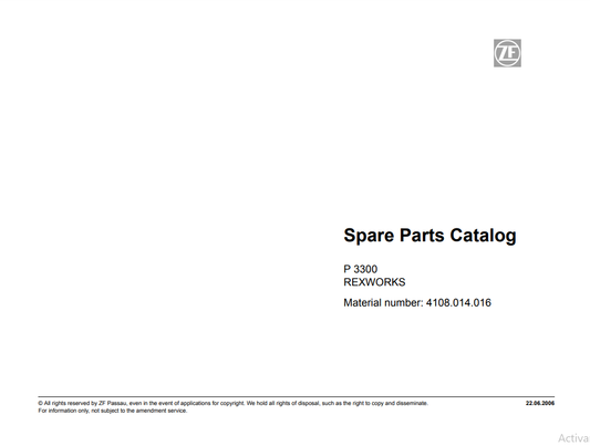 Manual de Partes Transmisión ZF P 3300 REXWORKS - 4108.014.016