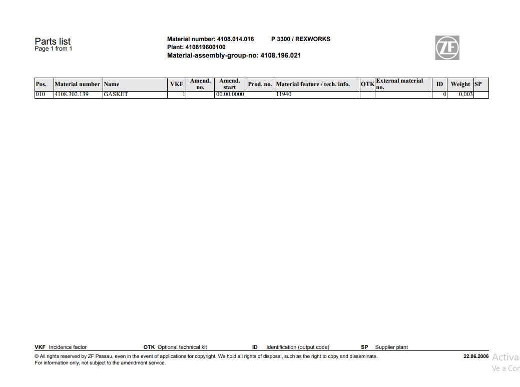 Manual de Partes Transmisión ZF P 3300 REXWORKS - 4108.014.016