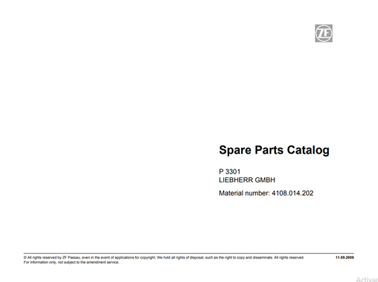 Manual de Partes Transmisión ZF P 3301 LIEBHERR - 4108.014.202
