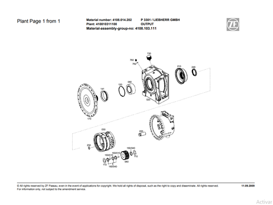Manual de Partes Transmisión ZF P 3301 LIEBHERR - 4108.014.202