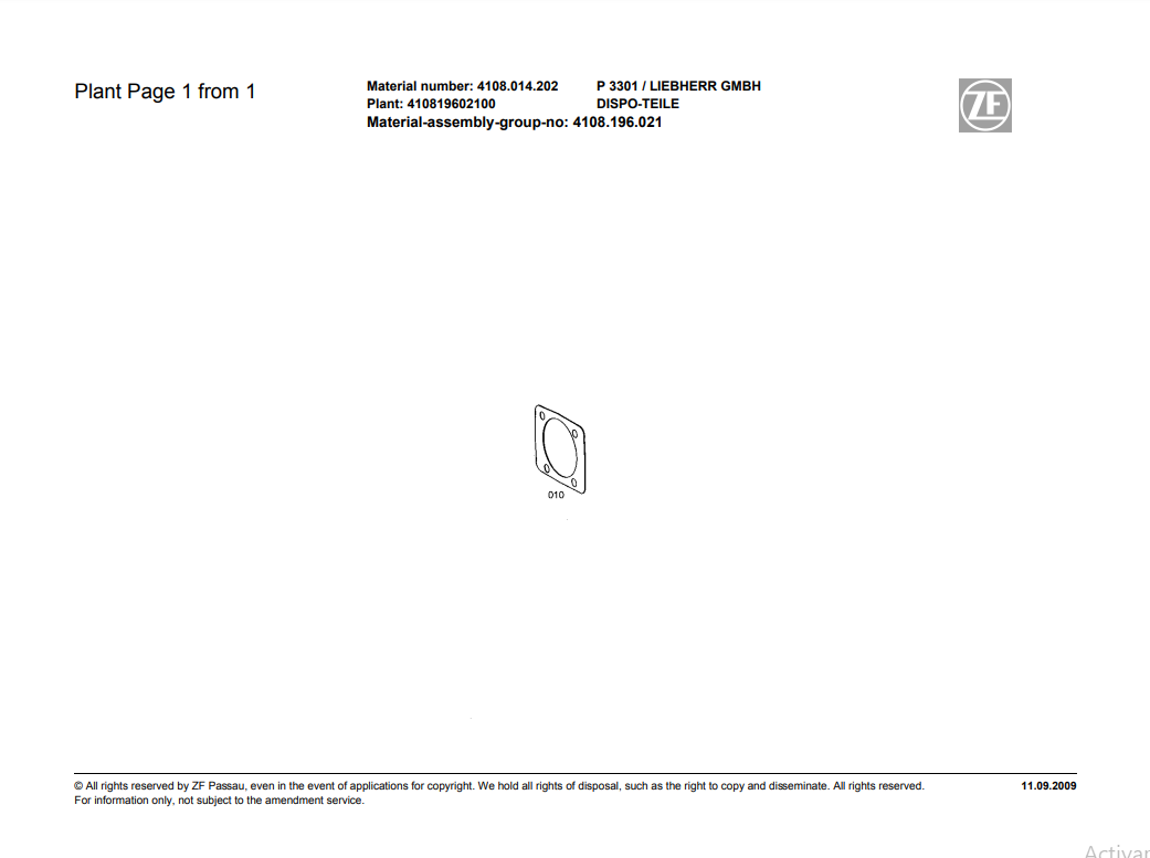 Manual de Partes Transmisión ZF P 3301 LIEBHERR - 4108.014.202