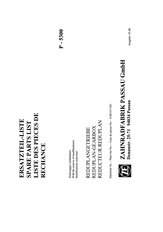 Manual de Partes Transmisión ZF P 5300 - 4108 015 001