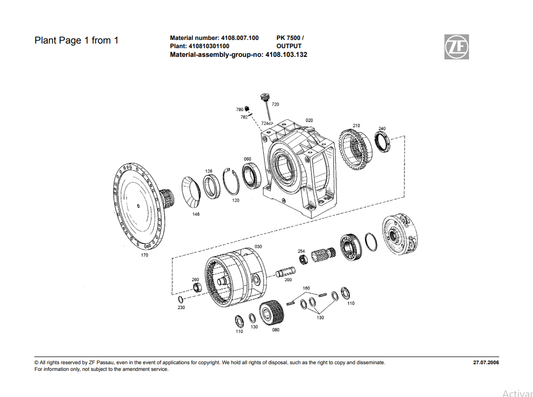Manual de Partes Transmisión ZF PK 7500 - 4108.007.100