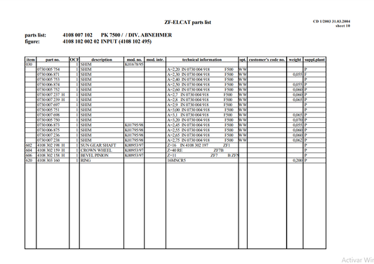 Manual de Partes Transmisión ZF PK 7500 - 4108 007 102