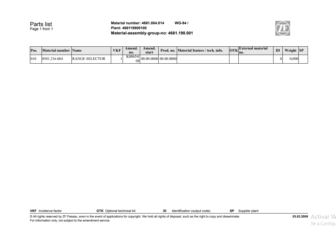 Manual de Partes Transmisión ZF WG-94