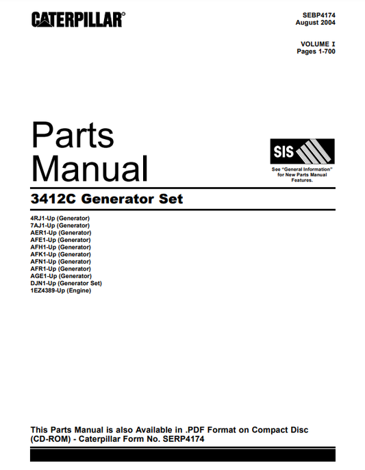 Manual de Partes del Grupo Electrógeno Caterpillar 3412C