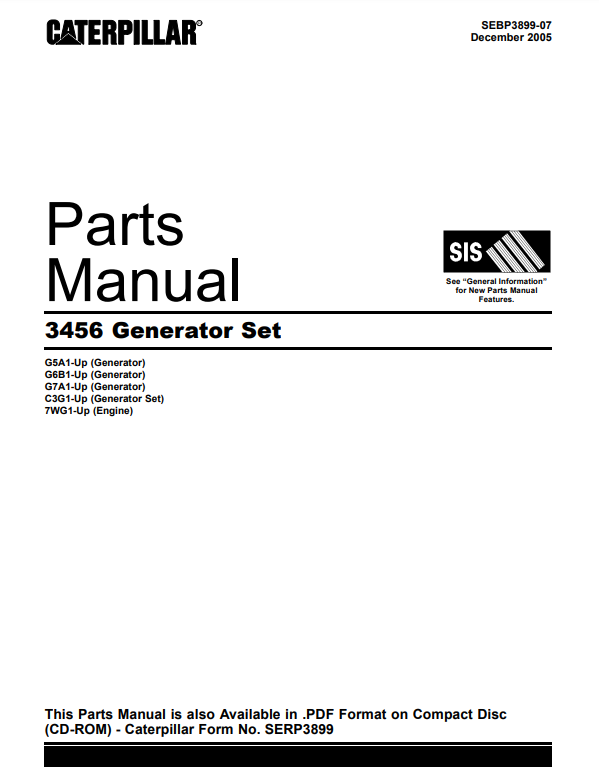 Manual de Partes del Grupo Electrógeno Caterpillar 3456