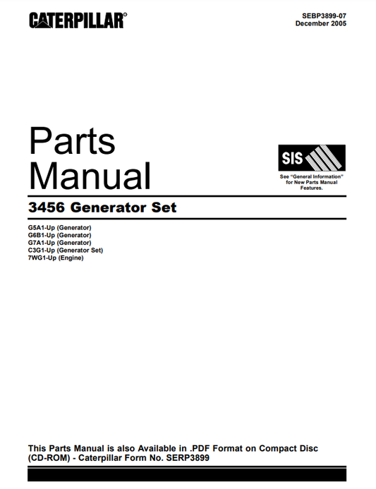 Manual de Partes del Grupo Electrógeno Caterpillar 3456