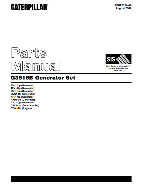 Manual de Partes del Grupo Electrógeno Caterpillar G3516B