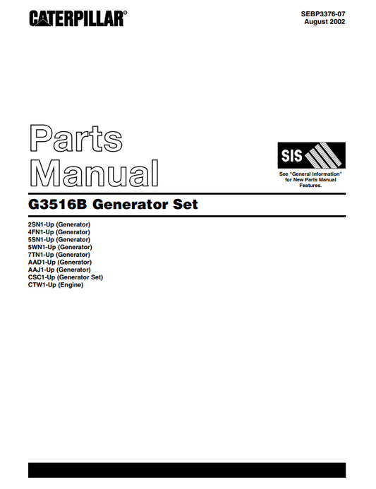 Manual de Partes del Grupo Electrógeno Caterpillar G3516B