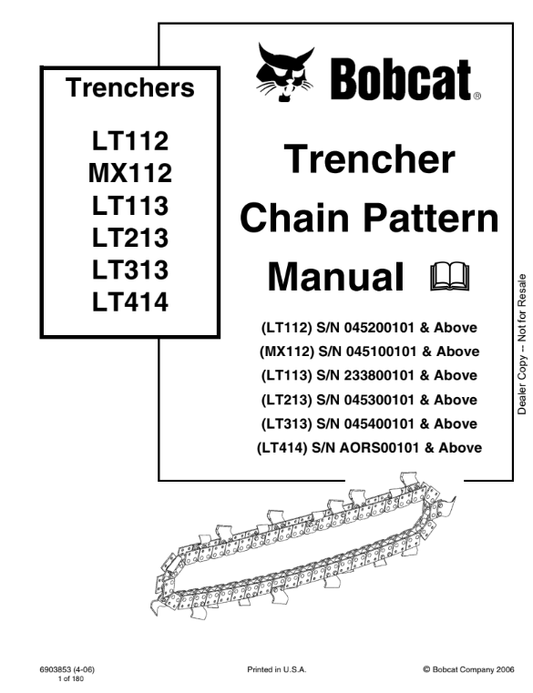 Manual de Patrones de Cadena de Zanjadora Bobcat