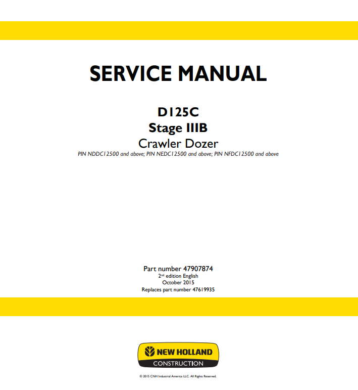 Manual de Reparación Bulldozer New Holland D125C Stage IIIB