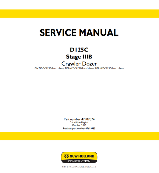 Manual de Reparación Bulldozer New Holland D125C Stage IIIB