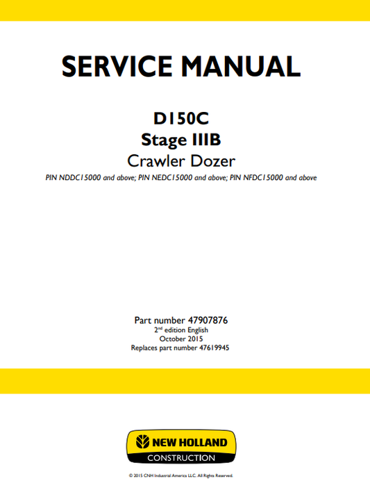 Manual de Reparación Bulldozer New Holland D150C Stage IIIB
