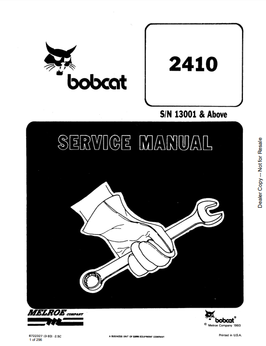 Manual de Reparación Cargador Bobcat 2410